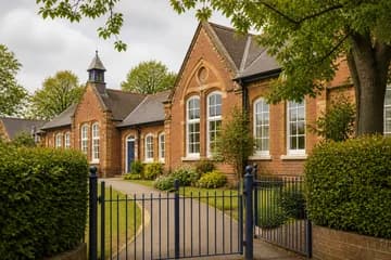 A well-kept red-brick British primary school